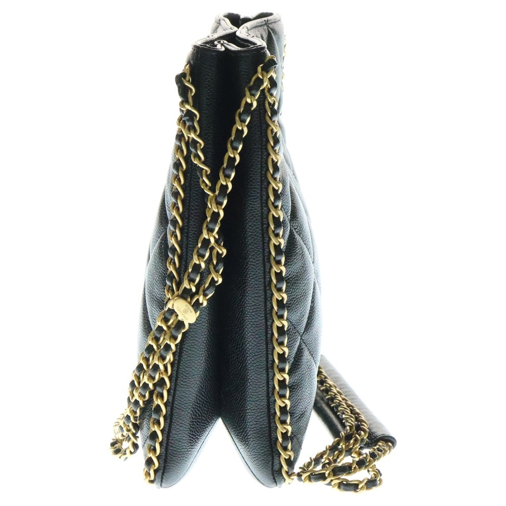 CHANEL(シャネル) マトラッセ ショッピングバッグ スモール チェーンバッグ ブラック ゴールド金具 キャビアスキン AS3470