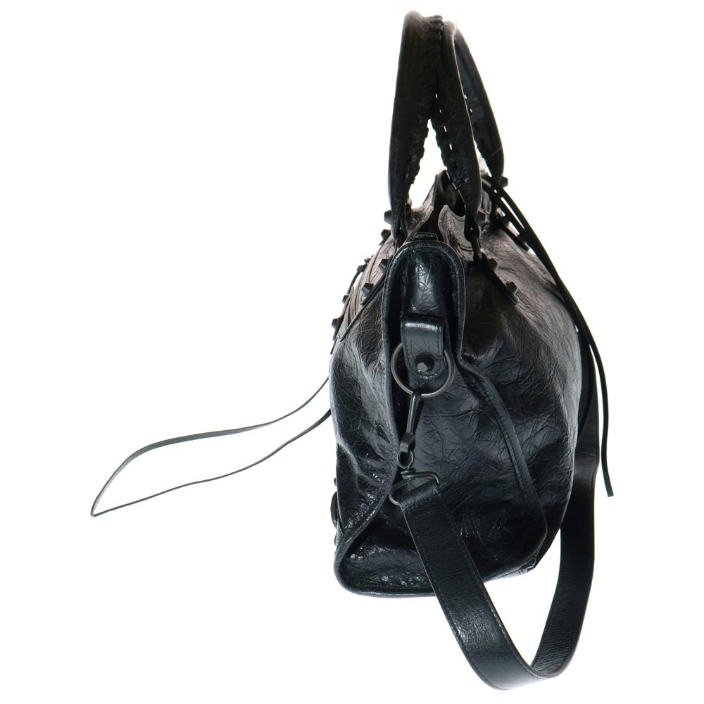 BALENCIAGA(バレンシアガ) ル シティ ミディアム 2WAY レザーハンドバッグ ショルダーバッグ ブラック 797786