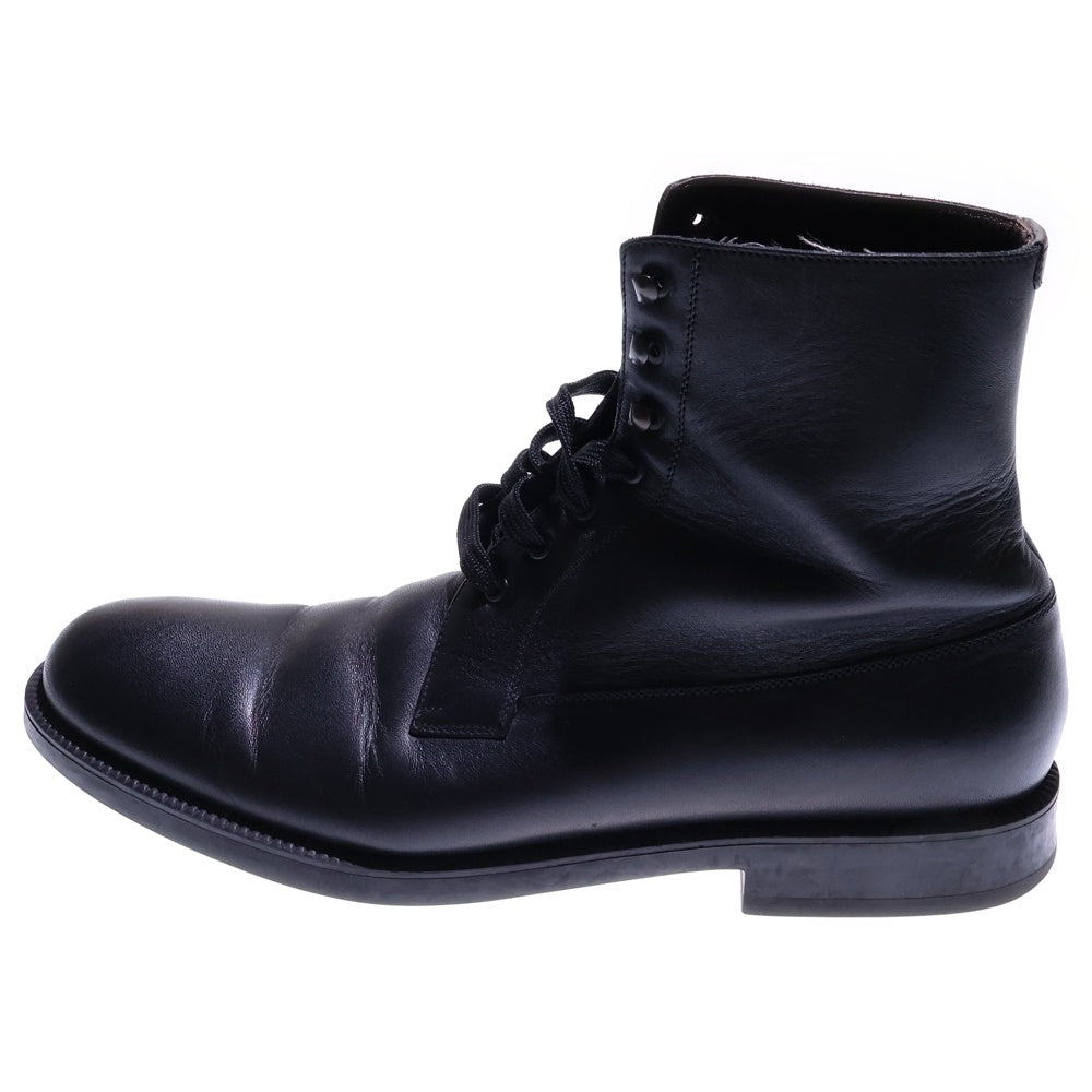 a.testoni(ア・テストーニ) レザー レースアップ ハイカット ショートブーツ ブラック