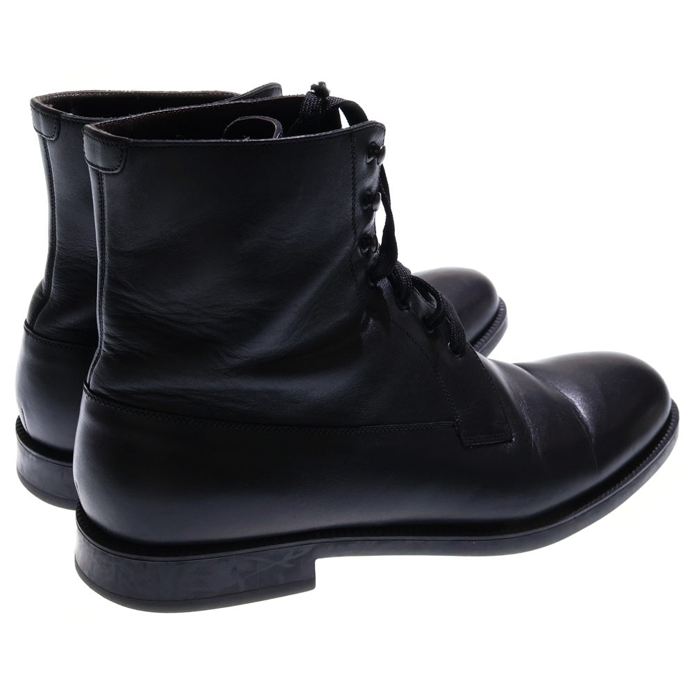 a.testoni(ア・テストーニ) レザー レースアップ ハイカット ショートブーツ ブラック