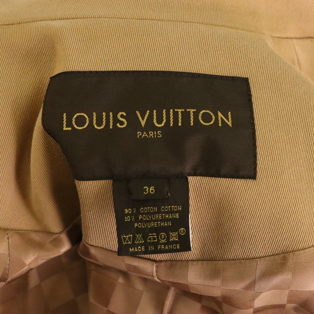 LOUIS VUITTON(ルイヴィトン) 裏地ダミエ総柄 コットン トレンチコート ベージュ レディース