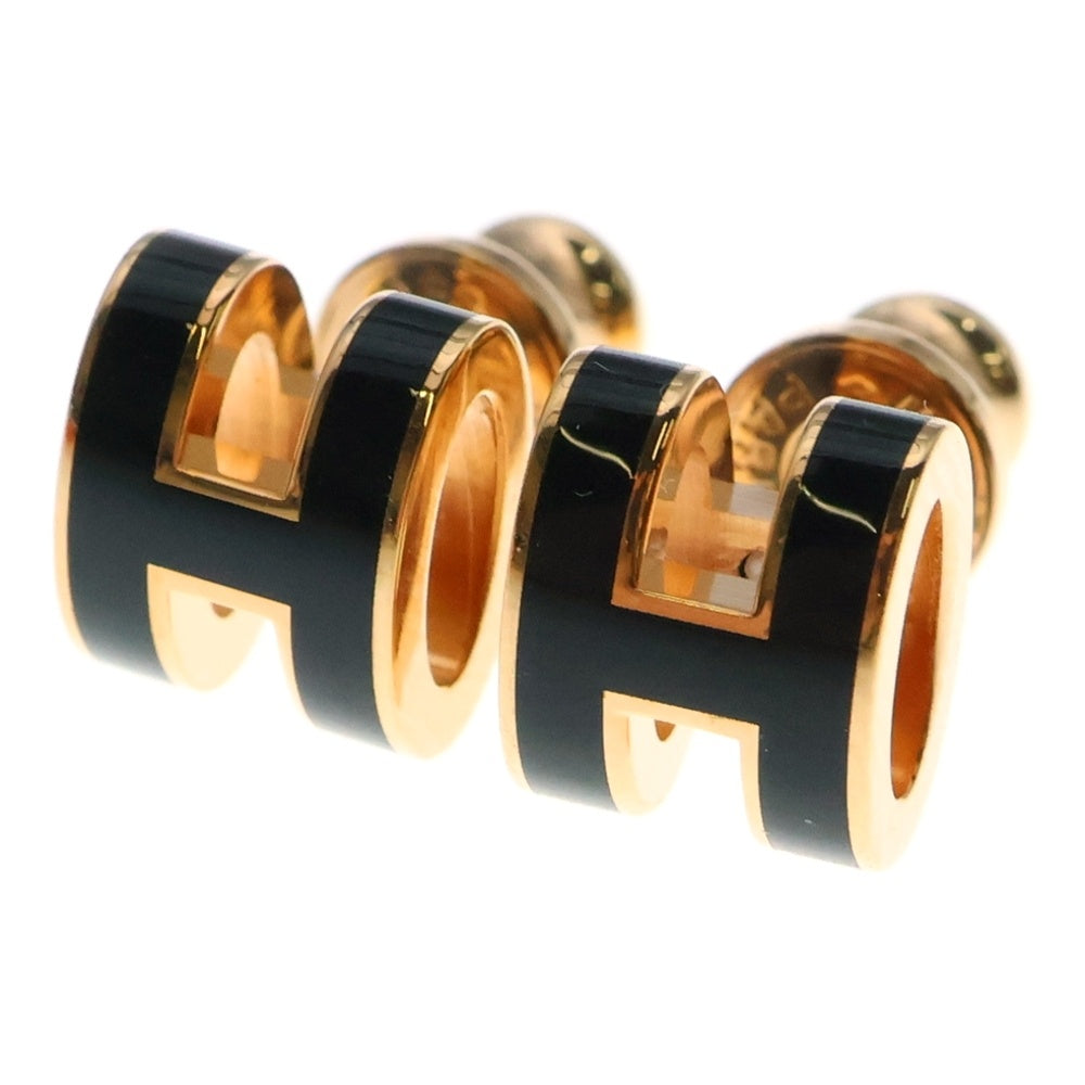 HERMES(エルメス) ポップアッシュ Hピアス イヤーアクセサリー ブラック ピンクゴールド金具 GP