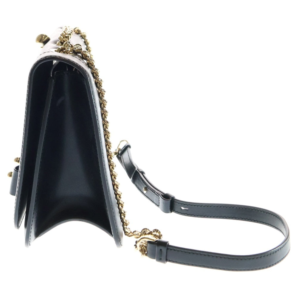 FERRAGAMO(フェラガモ) ヴァラリボン ショルダーバッグ チェーンバッグ ブラック ゴールド金具 レザー