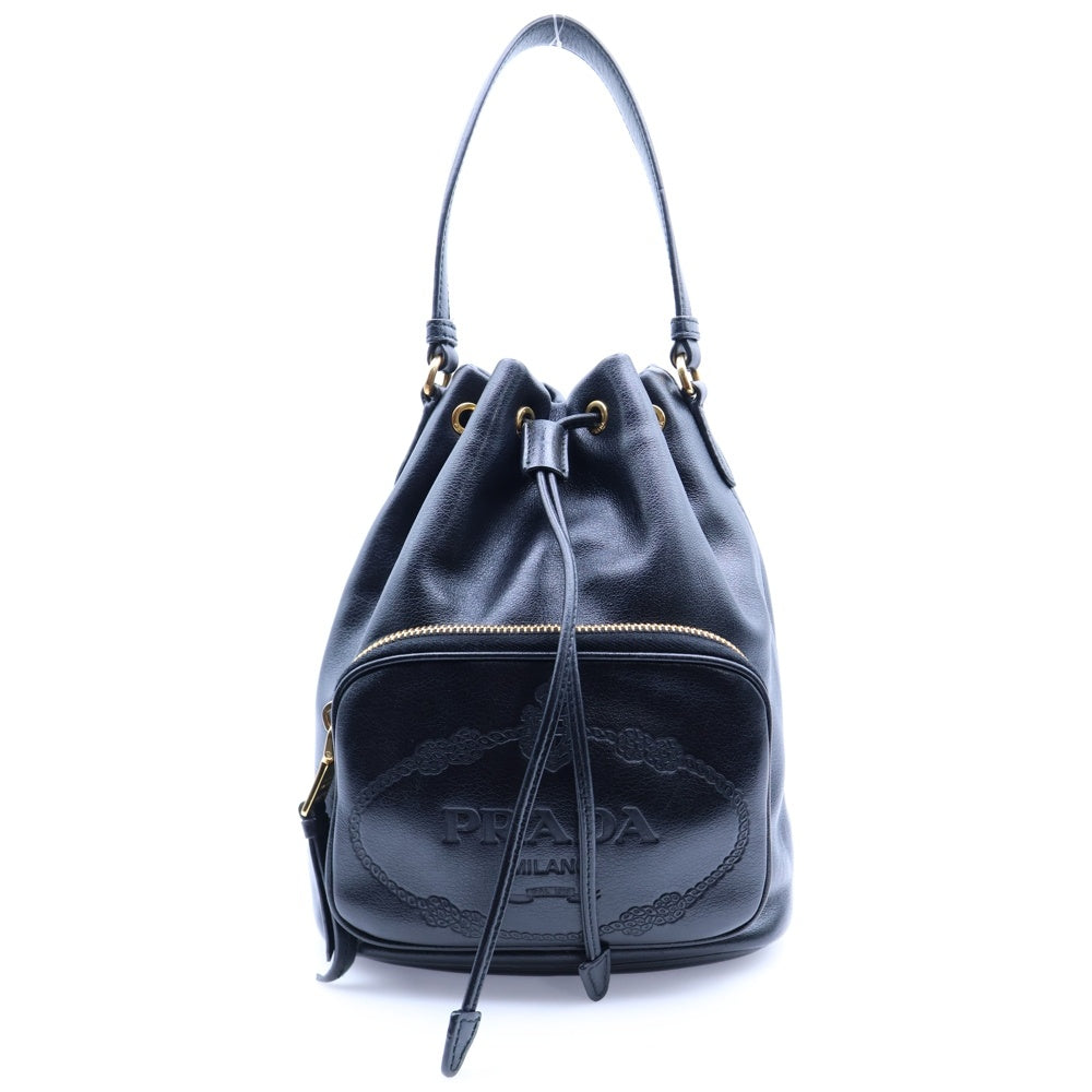 PRADA(プラダ) プラダ デュエット 2WAYバッグ バケットバッグ ショルダーバッグ ハンドバッグ ブラック ゴールド金具 レザー