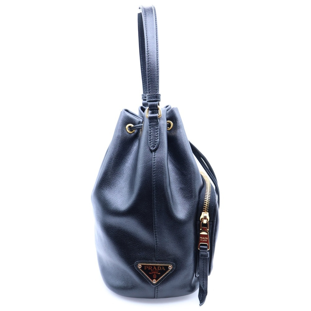PRADA(プラダ) プラダ デュエット 2WAYバッグ バケットバッグ ショルダーバッグ ハンドバッグ ブラック ゴールド金具 レザー