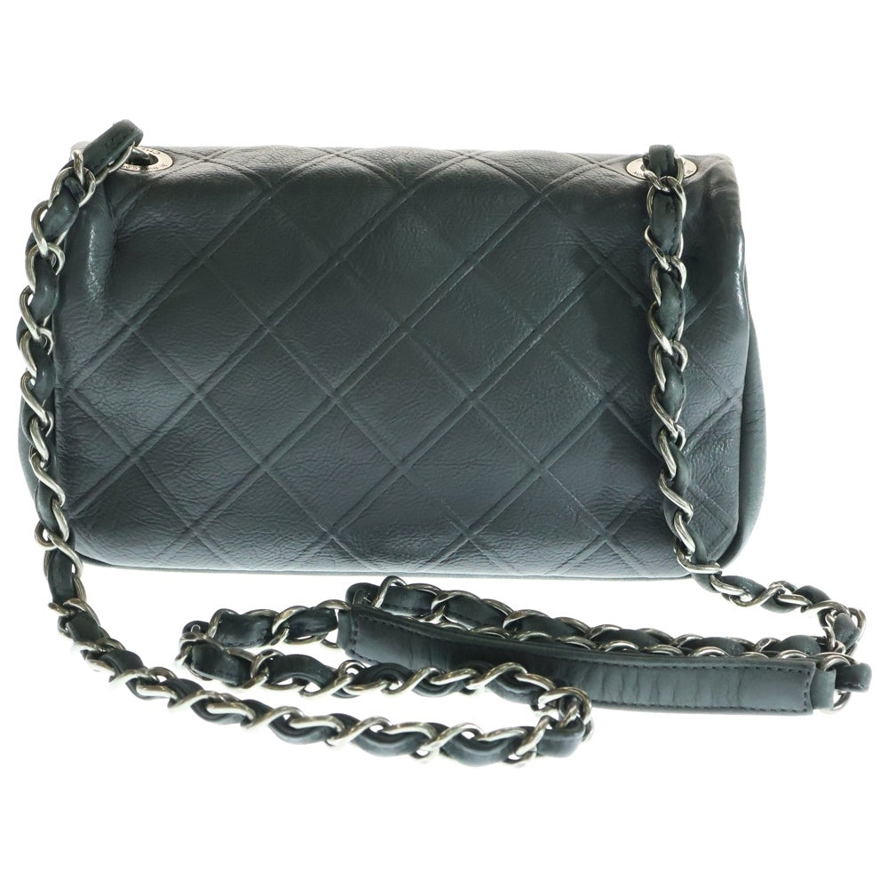 CHANEL(シャネル) マトラッセ クラシック フラップ ココマーク ターンロック カーフスキン レザー チェーンショルダーバッグ シルバー金具 グレー 18番台
