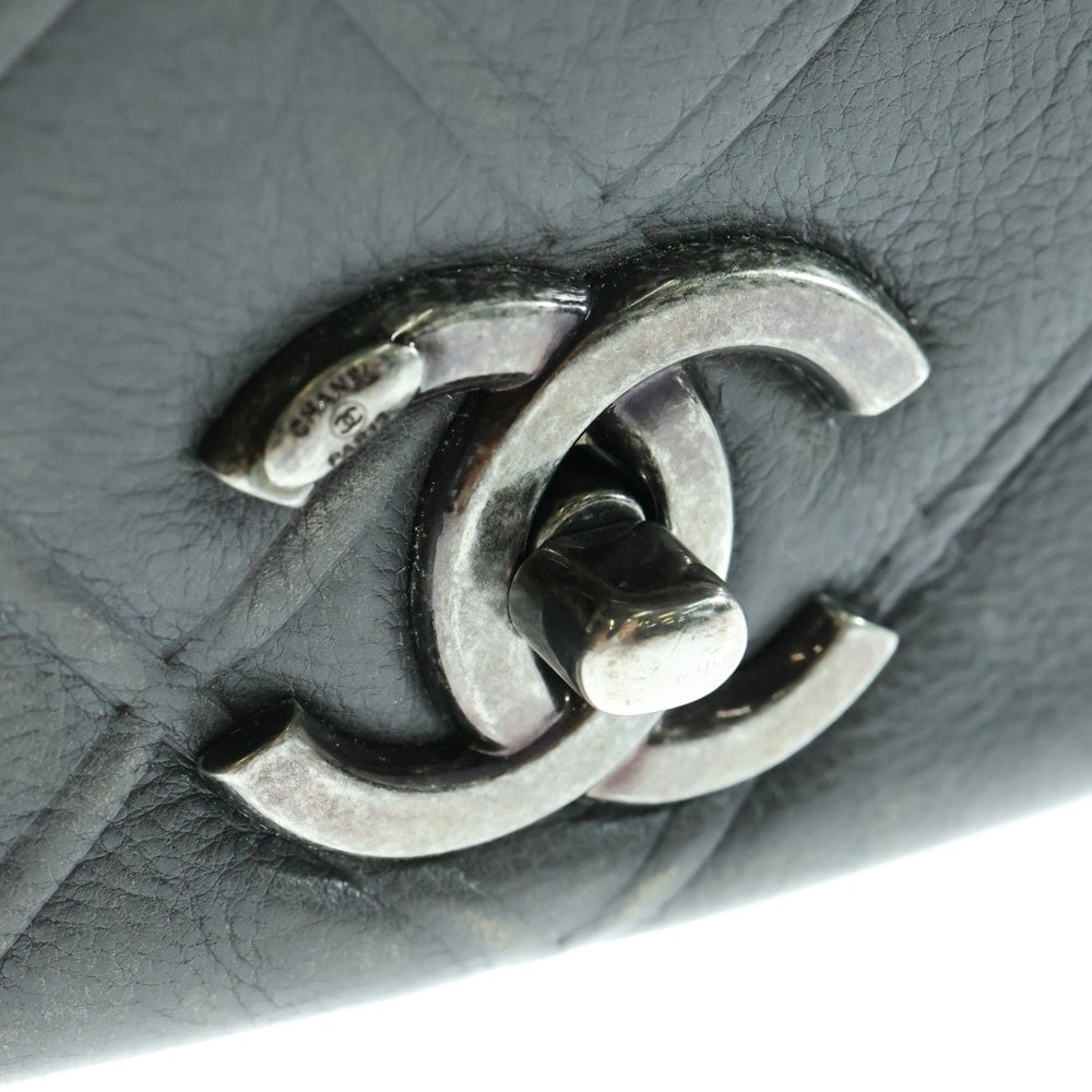 CHANEL(シャネル) マトラッセ クラシック フラップ ココマーク ターンロック カーフスキン レザー チェーンショルダーバッグ シルバー金具 グレー 18番台