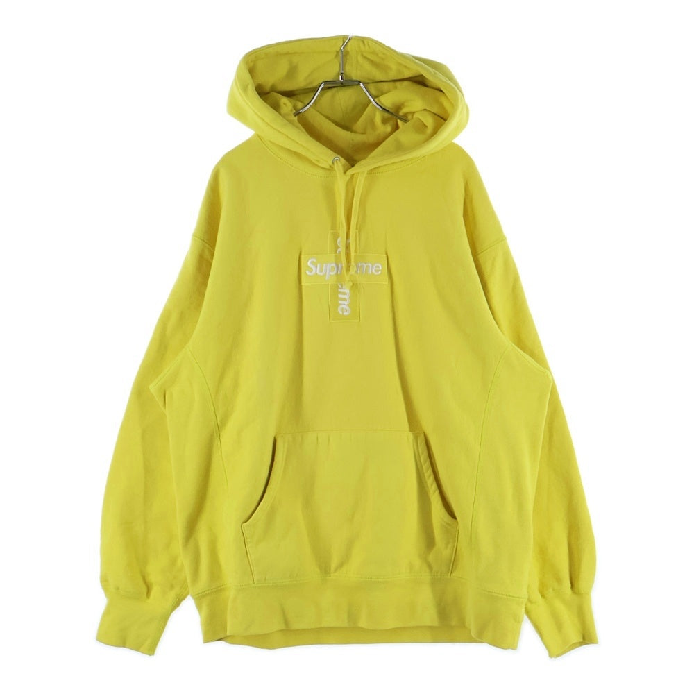 SUPREME(シュプリーム) 20AW Cross Box Logo Hooded Sweatshirt クロスボックスロゴ刺繍 プルオーバースウェットパーカー フーディー イエロー