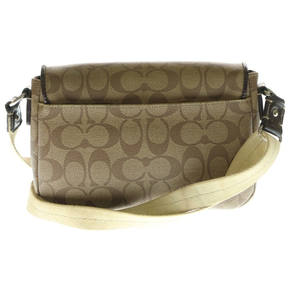 COACH(コーチ) ショルダーバッグ ショルダーポシェット ミニバッグ ブラウン×ベージュ レザー×PVC シルバー金具