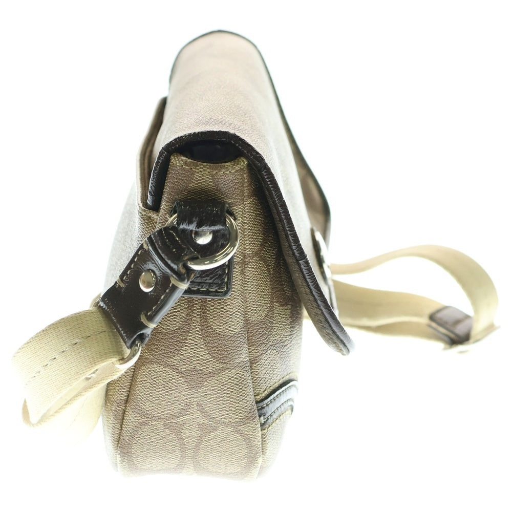 COACH(コーチ) ショルダーバッグ ショルダーポシェット ミニバッグ ブラウン×ベージュ レザー×PVC シルバー金具