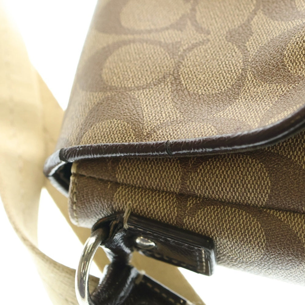 COACH(コーチ) ショルダーバッグ ショルダーポシェット ミニバッグ ブラウン×ベージュ レザー×PVC シルバー金具