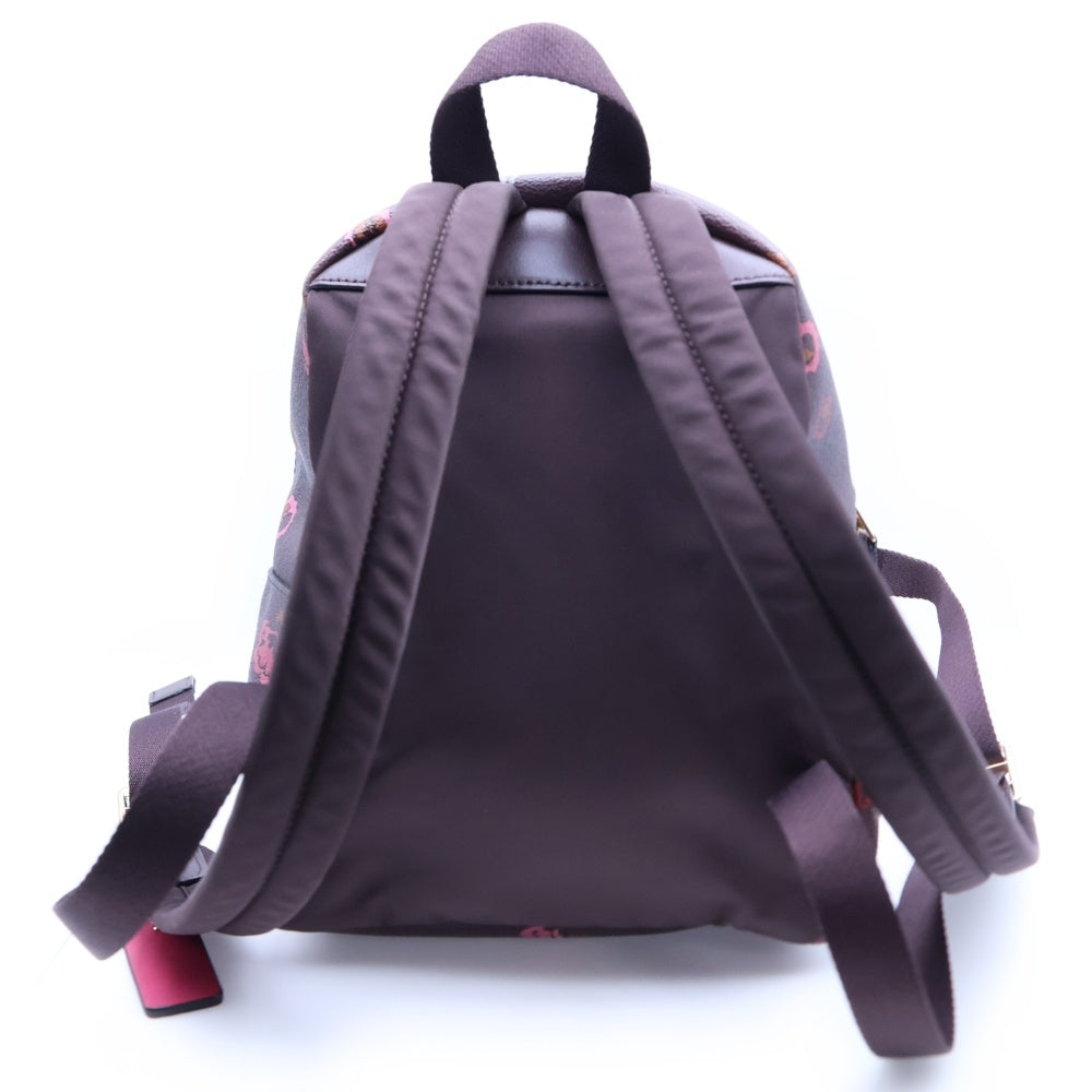 COACH(コーチ) ロゴ フラワープリント レザーバックパック リュック ブラウン レディース