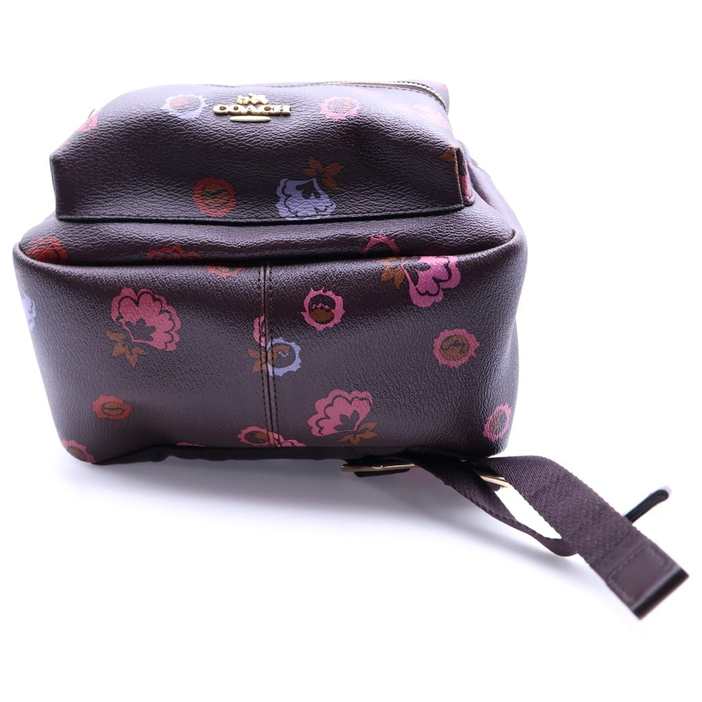 COACH(コーチ) ロゴ フラワープリント レザーバックパック リュック ブラウン レディース