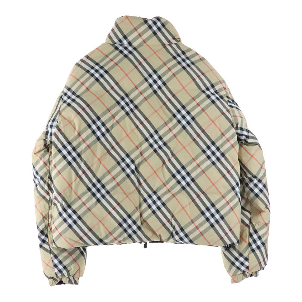 BURBERRY(バーバリー) 24AW リバーシブル ノバチェック総柄 ロゴ刺繍 ジップアップ ダウンジャケット ブラック/ベージュ 8096129