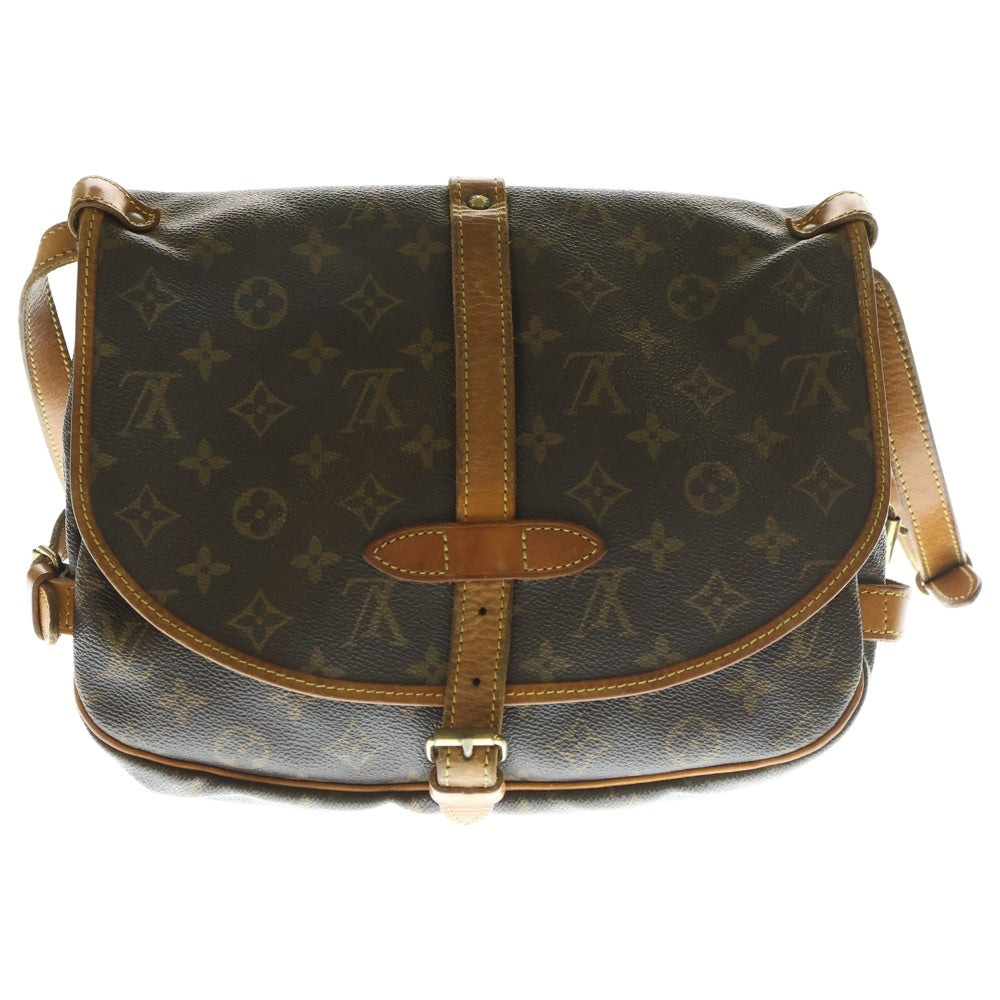 LOUIS VUITTON(ルイヴィトン) モノグラム ソミュール30 ショルダーバッグ ブラウン ゴールド金具 レザー×PVC M42256
