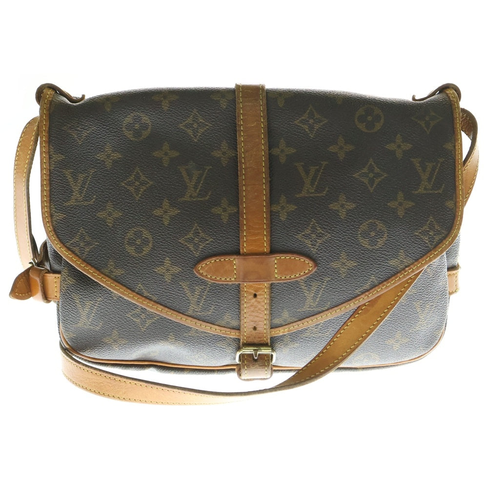 LOUIS VUITTON(ルイヴィトン) モノグラム ソミュール30 ショルダーバッグ ブラウン ゴールド金具 レザー×PVC M42256