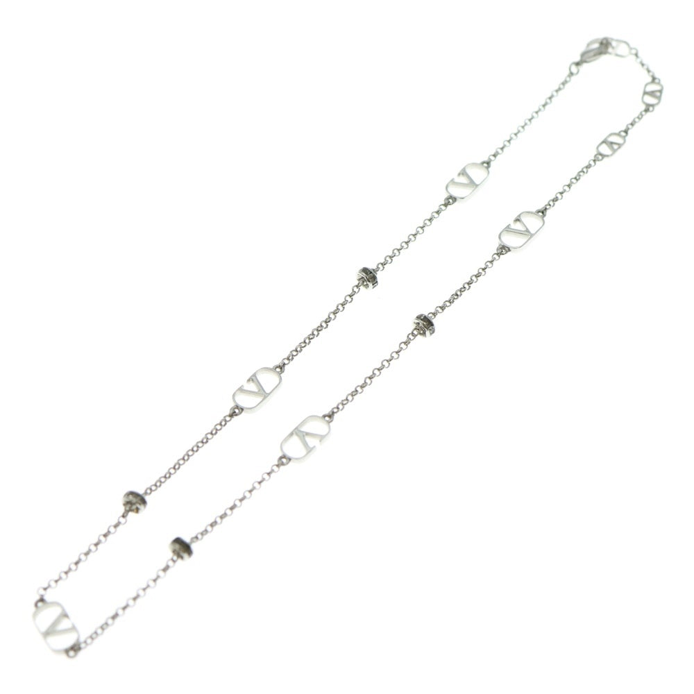 VALENTINO(ヴァレンティノ) ロゴ ネックレス SV ペンダント チェーン シルバー