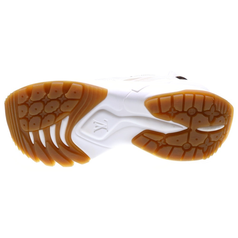 LOUIS VUITTON(ルイヴィトン) ラン55 モノグラム ラバーロゴ メタリックレザー メッシュ レースアップ ローカットシューズ スニーカー ホワイト/ゴールド 1AAP68