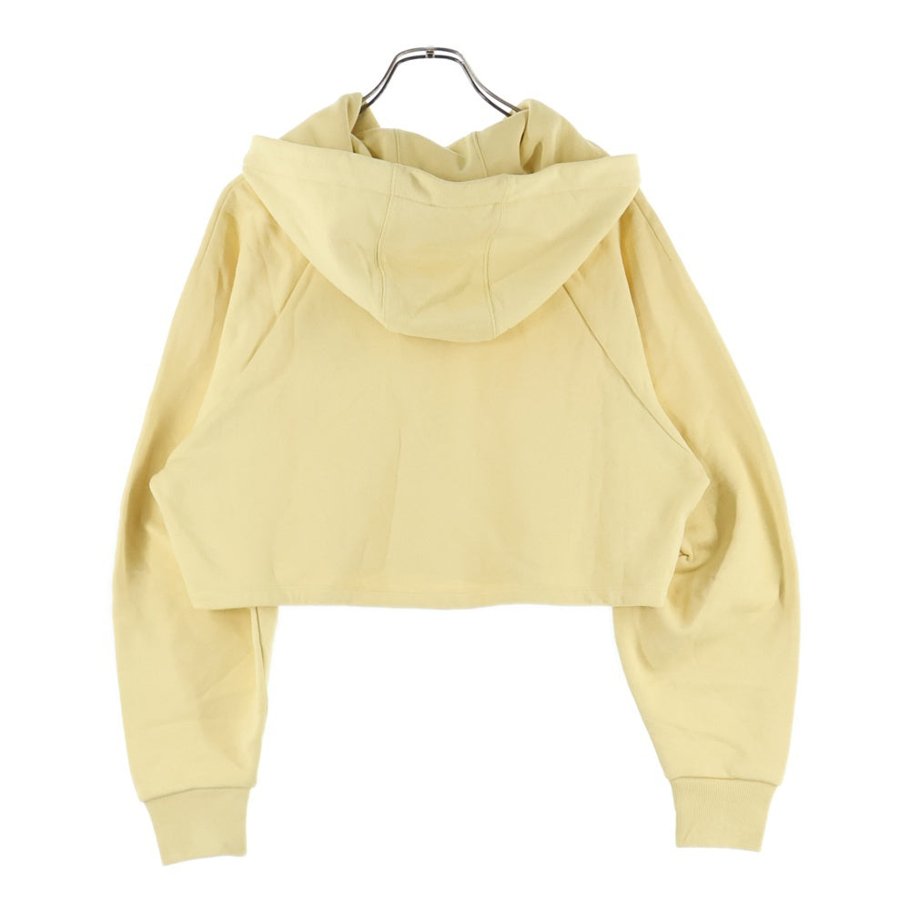 LOEWE(ロエベ) アナグラムロゴ レザーパッチ クロップド ショート丈 プルオーバースウェットパーカー フーディー イエロー レディース S359Y25X41