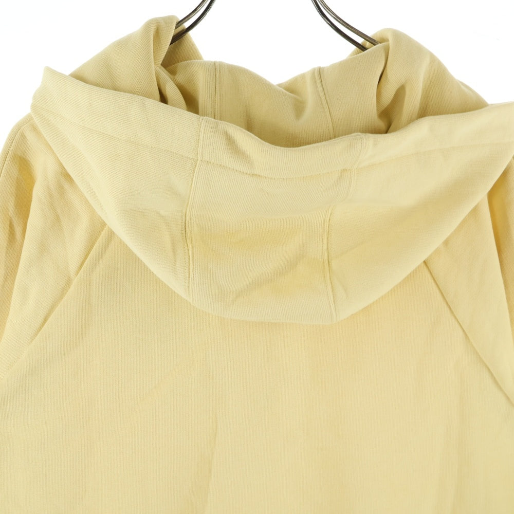 LOEWE(ロエベ) アナグラムロゴ レザーパッチ クロップド ショート丈 プルオーバースウェットパーカー フーディー イエロー レディース S359Y25X41