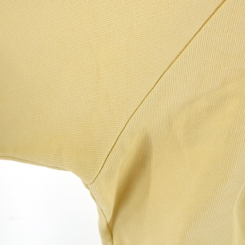 LOEWE(ロエベ) アナグラムロゴ レザーパッチ クロップド ショート丈 プルオーバースウェットパーカー フーディー イエロー レディース S359Y25X41