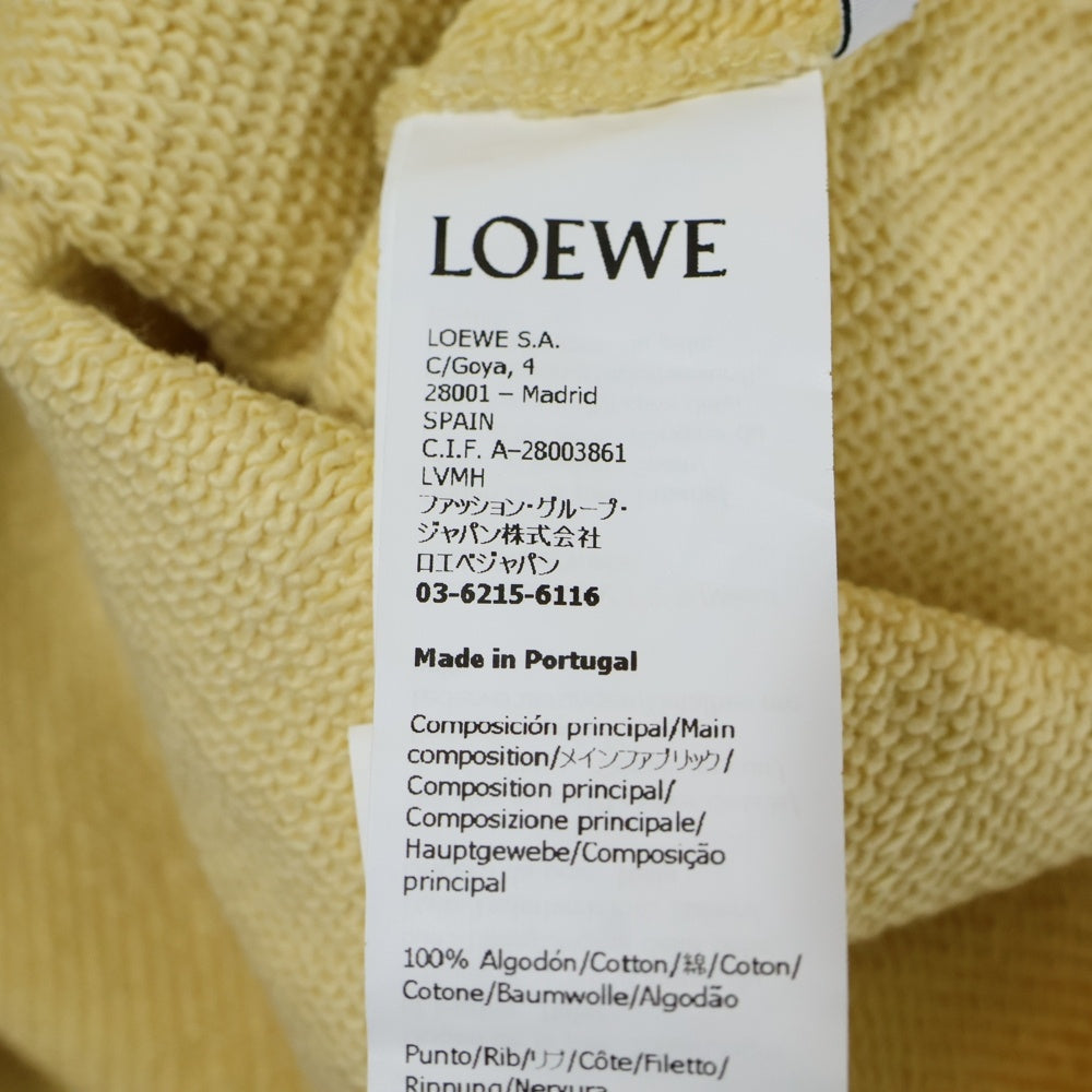 LOEWE(ロエベ) アナグラムロゴ レザーパッチ クロップド ショート丈 プルオーバースウェットパーカー フーディー イエロー レディース S359Y25X41