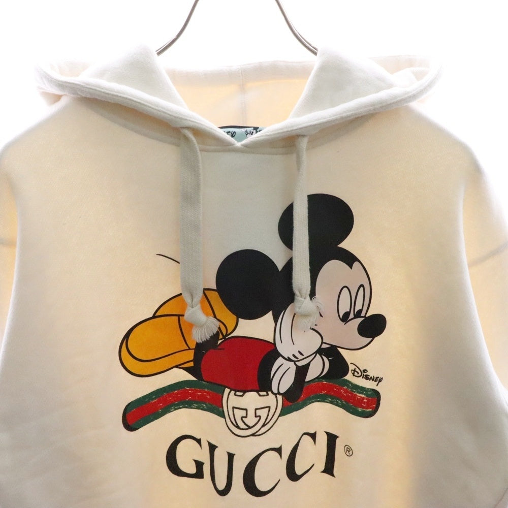 GUCCI(グッチ) ×Disney ディズニー ミッキーマウス インターロッキングG ヴィンテージロゴプリント プルオーバースウェットパーカー フーディー アイボリー 469251