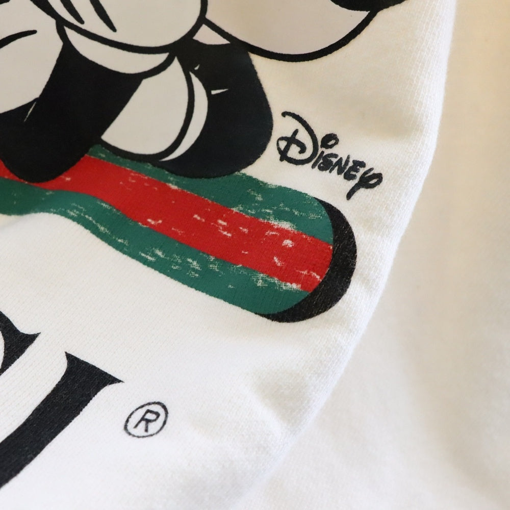 GUCCI(グッチ) ×Disney ディズニー ミッキーマウス インターロッキングG ヴィンテージロゴプリント プルオーバースウェットパーカー フーディー アイボリー 469251