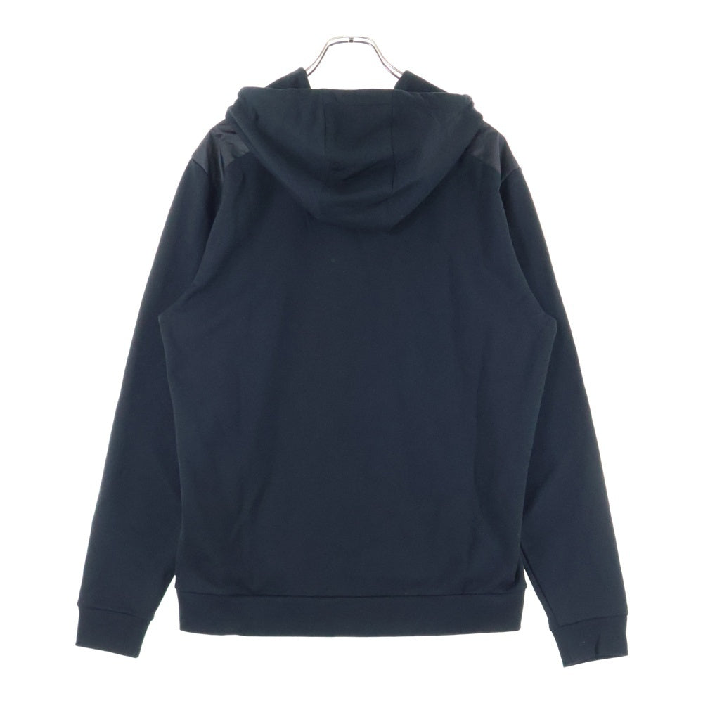 PRADA(プラダ) 25SS ナイロン切り替え トライアングルロゴ ラバープリント プルオーバースウェットパーカー フーディー ブラック UJL20A