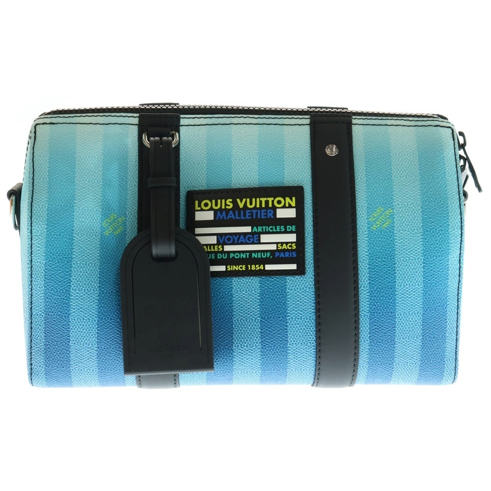 LOUIS VUITTON(ルイヴィトン) ダミエ ストライプ シティ キーポル レザーショルダーバッグ ブルー M59921