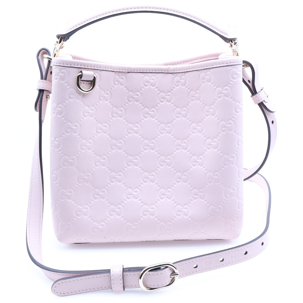 GUCCI(グッチ) GGエンブレム スモール バケットバッグ ショルダーバッグ ハンドバッグ 2WAY ピンク GGレザー 815118