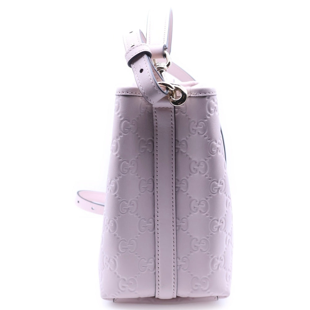 GUCCI(グッチ) GGエンブレム スモール バケットバッグ ショルダーバッグ ハンドバッグ 2WAY ピンク GGレザー 815118