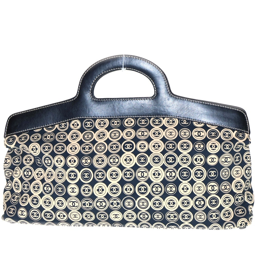 CHANEL(シャネル) ココマーク 総柄 キャンバス ブラック×ベージュ ハンドバッグ