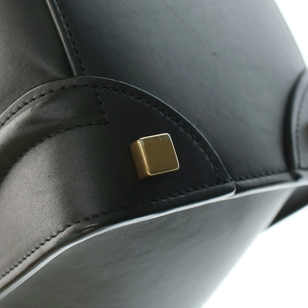 CELINE(セリーヌ) ラゲージ マイクロショッパー レザー ハンド トートバッグ ゴールド金具 ブラック