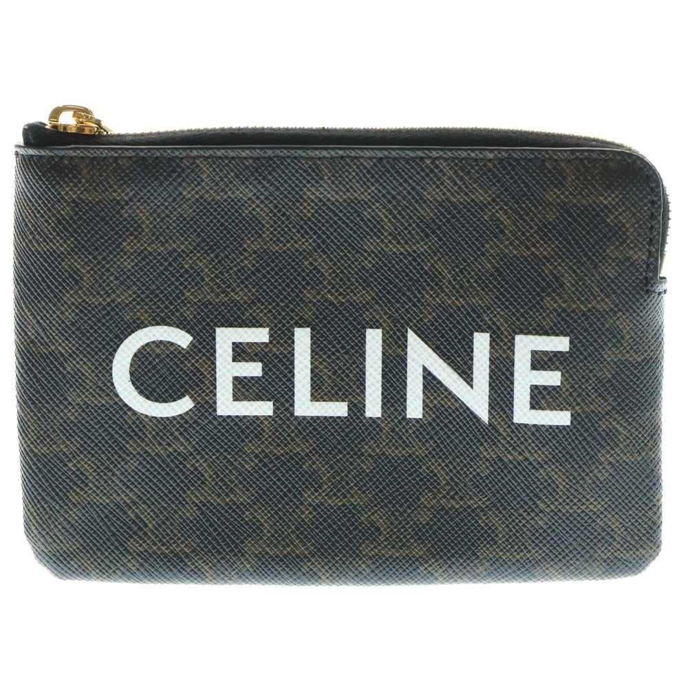 CELINE(セリーヌ) トリオンフ コインケース バッグチャーム ポーチ ブラウン PVC ゴールド金具