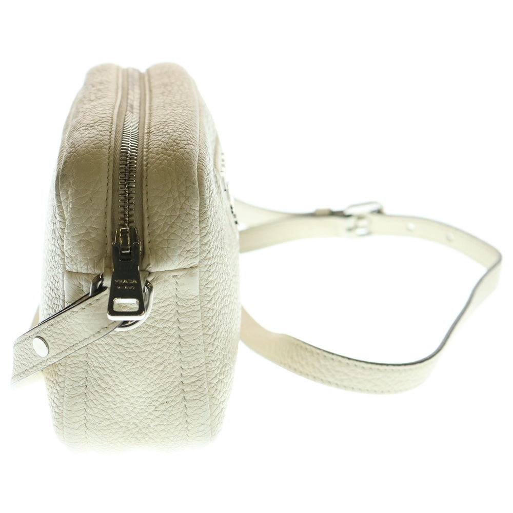 PRADA(プラダ) ヴィッテロダイショルダーバッグ ミニバッグ ホワイト×ブラック レザー 1BH082 シルバー金具