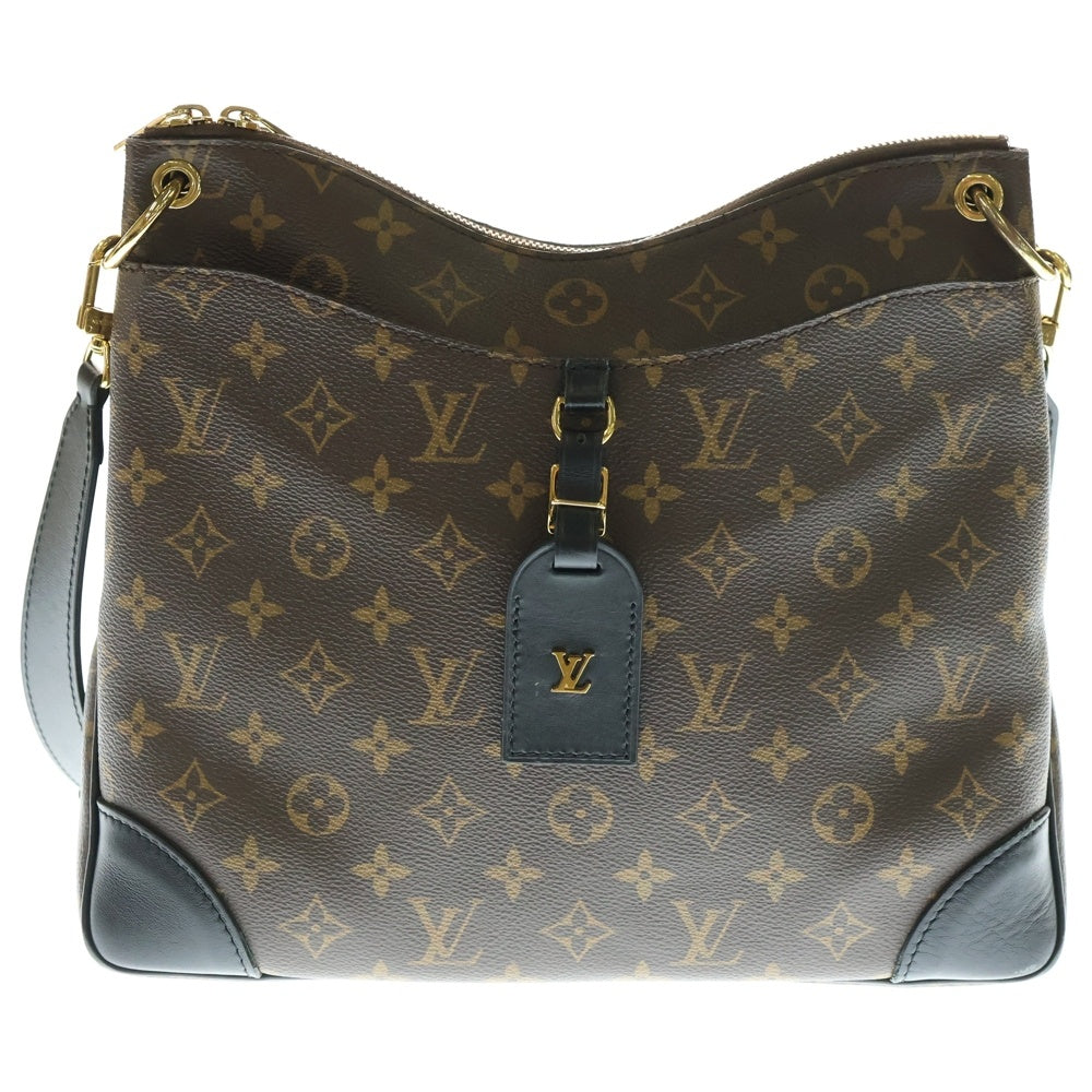LOUIS VUITTON(ルイヴィトン) モノグラム オデオンPM ショルダーバッグ ブラック×ブラウン レザー×PVC M45353 ゴールド金具