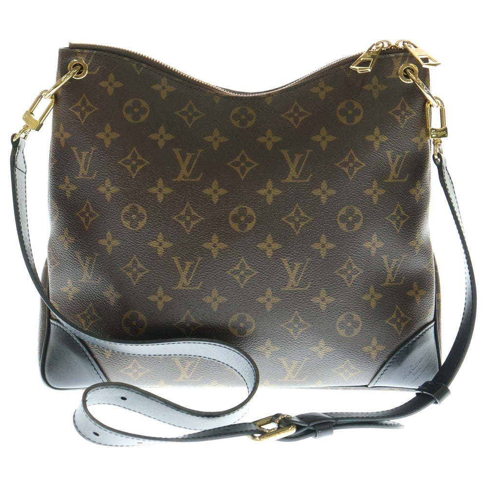 LOUIS VUITTON(ルイヴィトン) モノグラム オデオンPM ショルダーバッグ ブラック×ブラウン レザー×PVC M45353 ゴールド金具