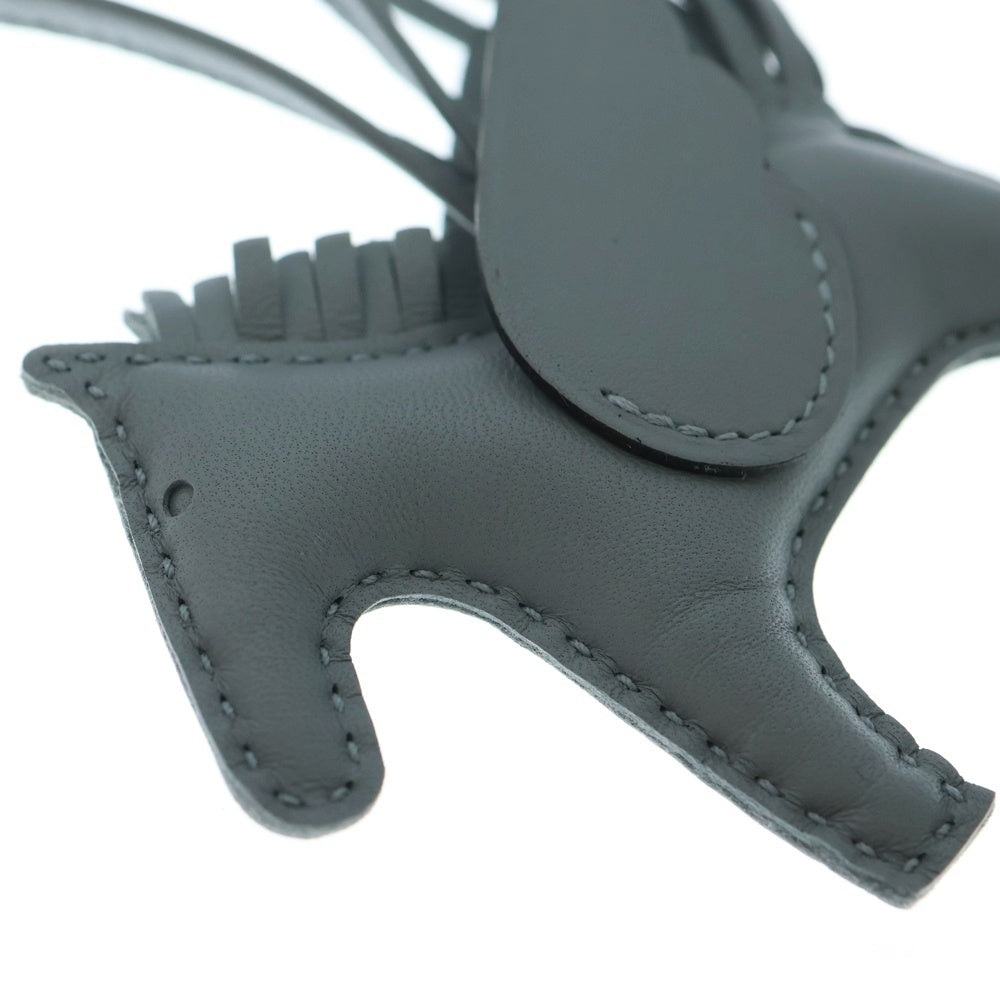 HERMES(エルメス) ロデオ ペガサスチャームPM ソーグリパンタン アニョーミロ バッグチャーム ストラップ グレー レザー K刻印