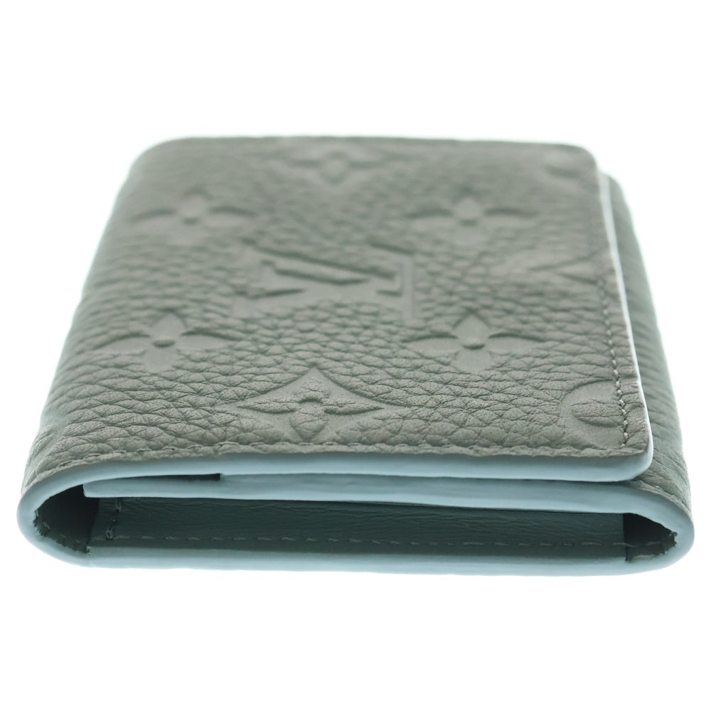 LOUIS VUITTON(ルイヴィトン) アンヴェロップ・カルト ドゥ ヴィジット 二つ折り財布 コンパクトウォレット コインケース ブルーグレー レザー M13891 シルバー金具