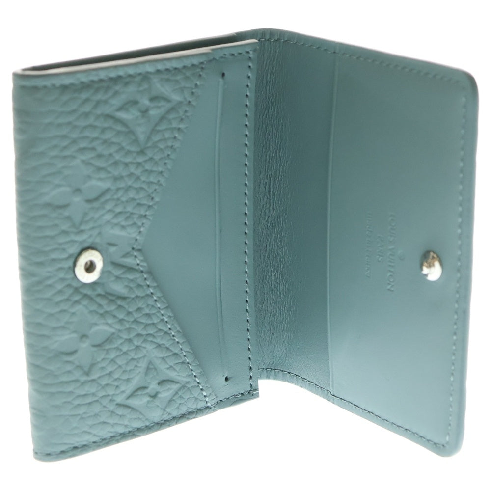 LOUIS VUITTON(ルイヴィトン) アンヴェロップ・カルト ドゥ ヴィジット 二つ折り財布 コンパクトウォレット コインケース ブルーグレー レザー M13891 シルバー金具