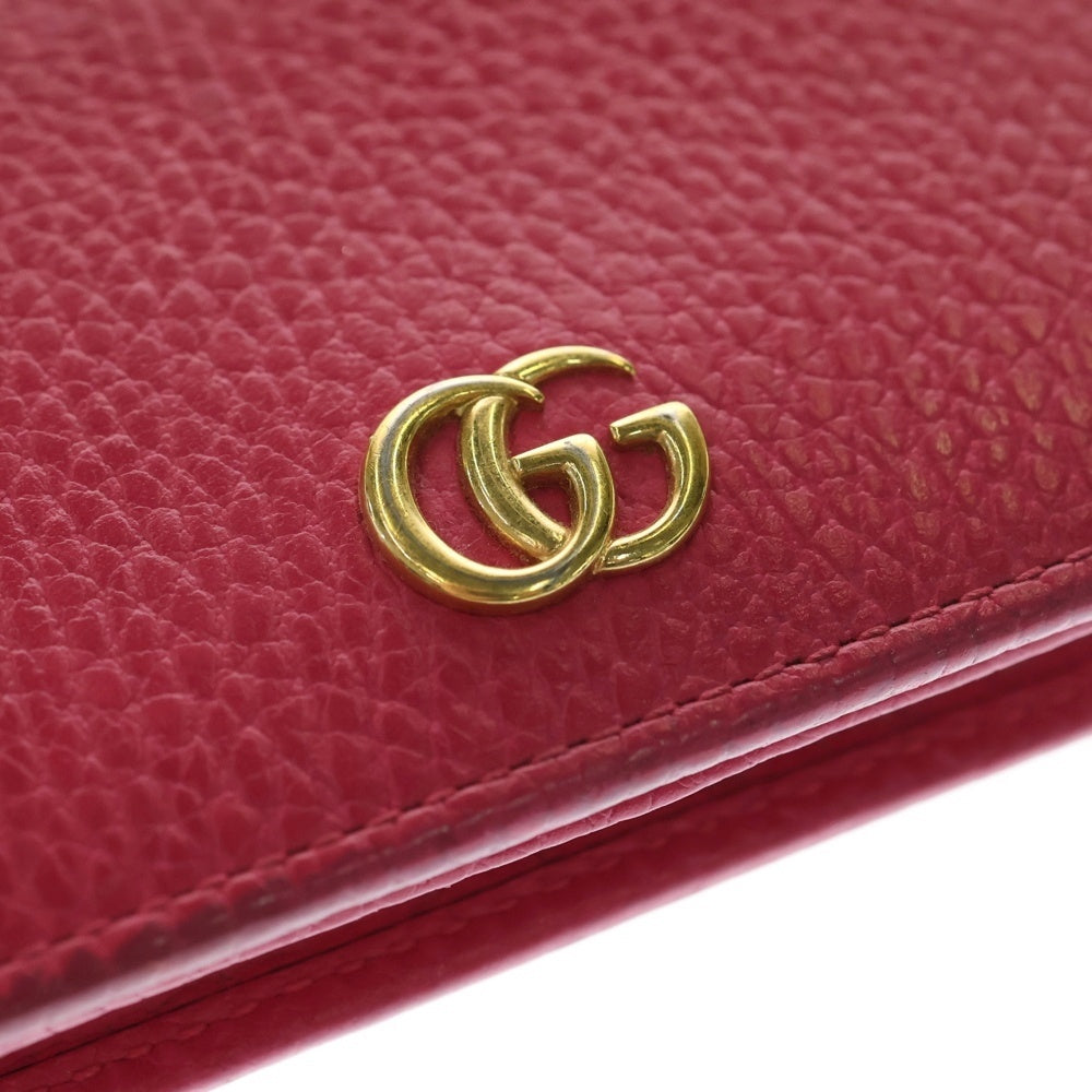 GUCCI(グッチ) GGマーモント 2つ折り財布 コンパクトウォレット カードケース ピンク レザー 456126 ゴールド金具