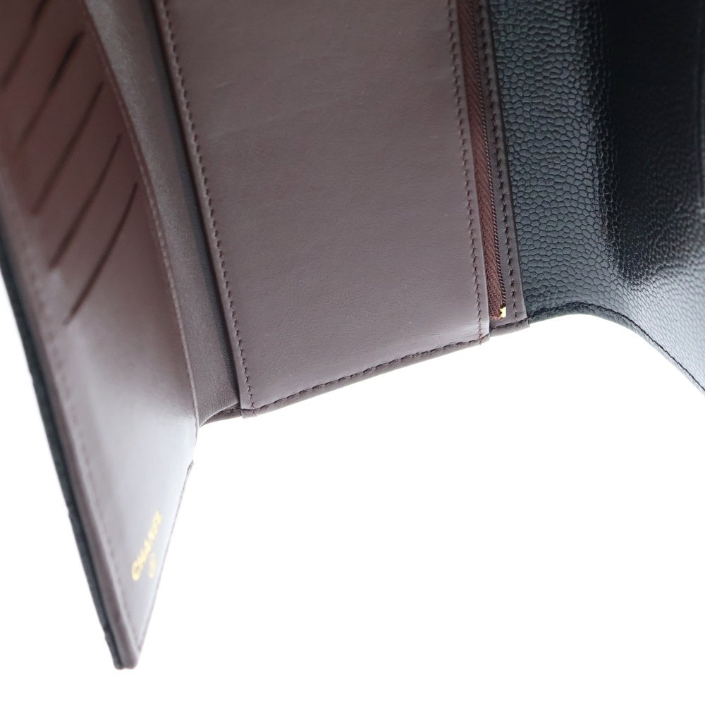 CHANEL(シャネル) マトラッセ ミディアム フラップウォレット ブラック キャビアスキン ゴールド金具 AP0232