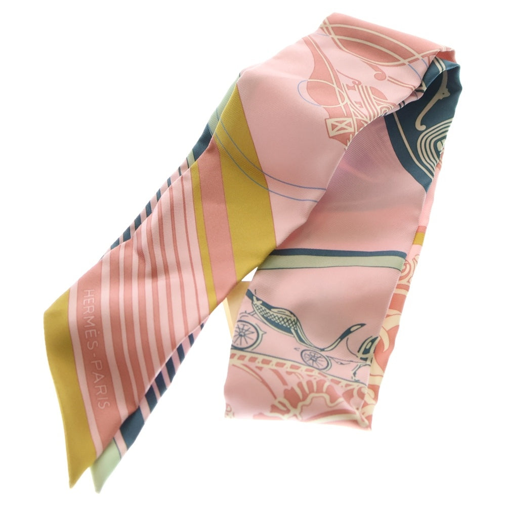 HERMES(エルメス) ツイリー エクスリブリス シルクスカーフ ピンク×マルチカラー