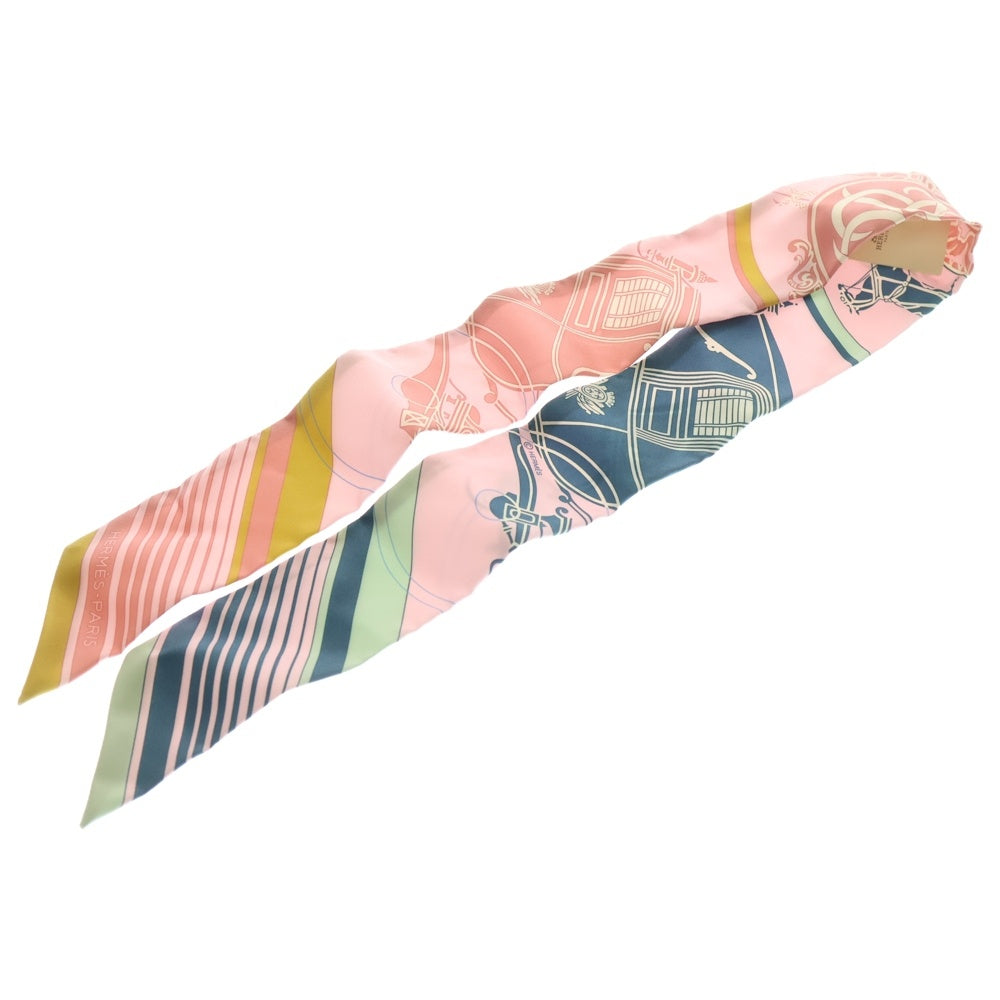 HERMES(エルメス) ツイリー エクスリブリス シルクスカーフ ピンク×マルチカラー