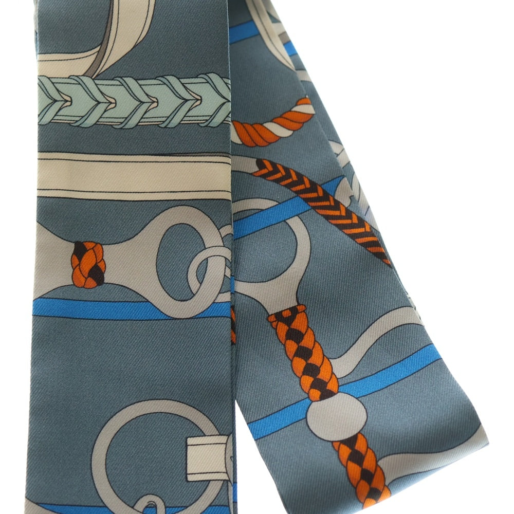 HERMES(エルメス) ツイリー 乗馬の装具一式 シルクスカーフ ライトブルー