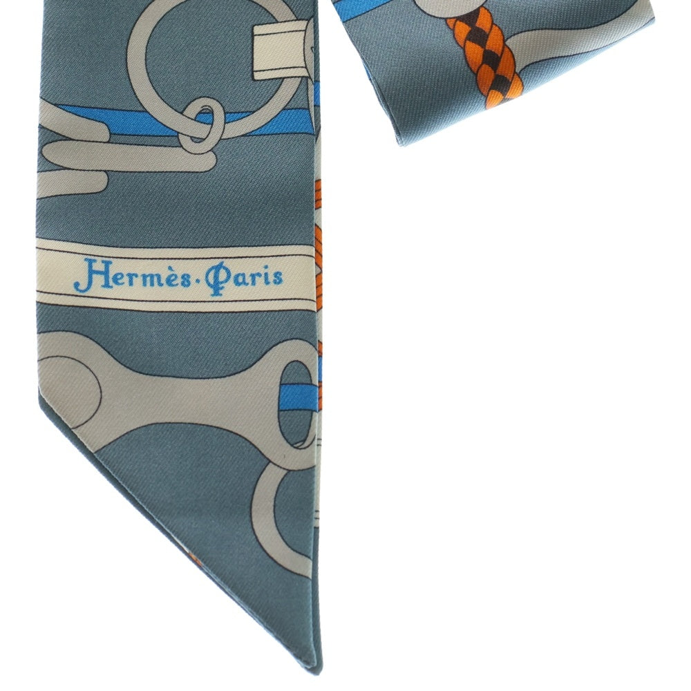 HERMES(エルメス) ツイリー 乗馬の装具一式 シルクスカーフ ライトブルー