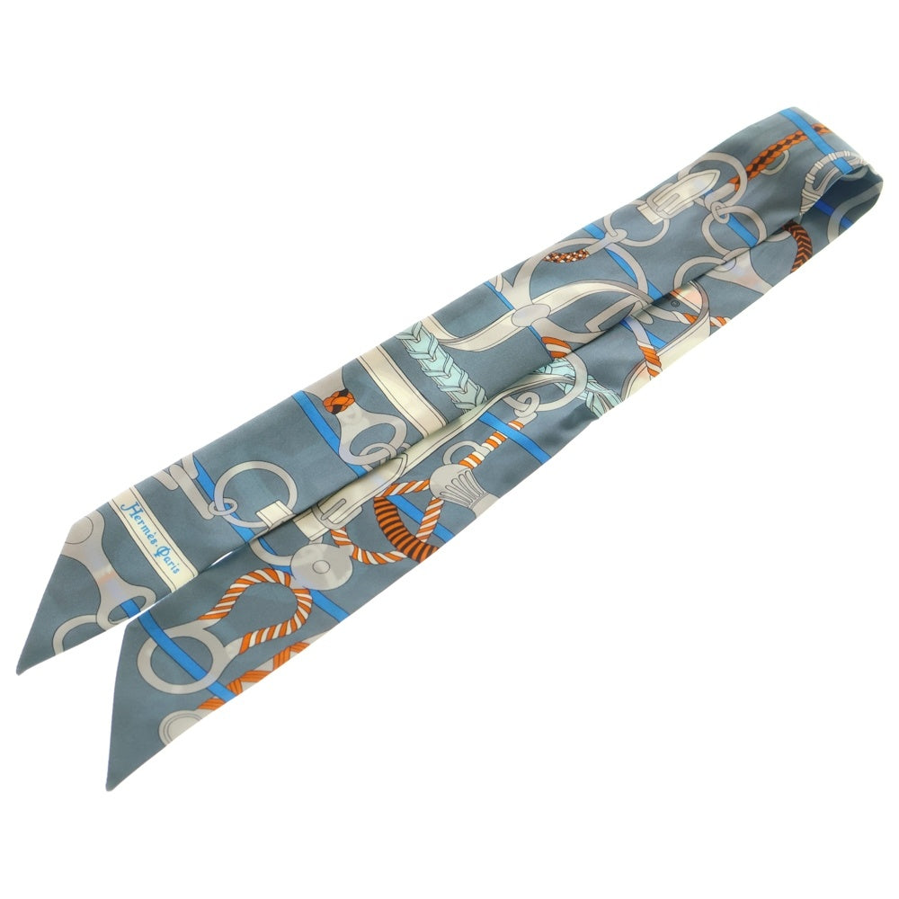 HERMES(エルメス) ツイリー 乗馬の装具一式 シルクスカーフ ライトブルー