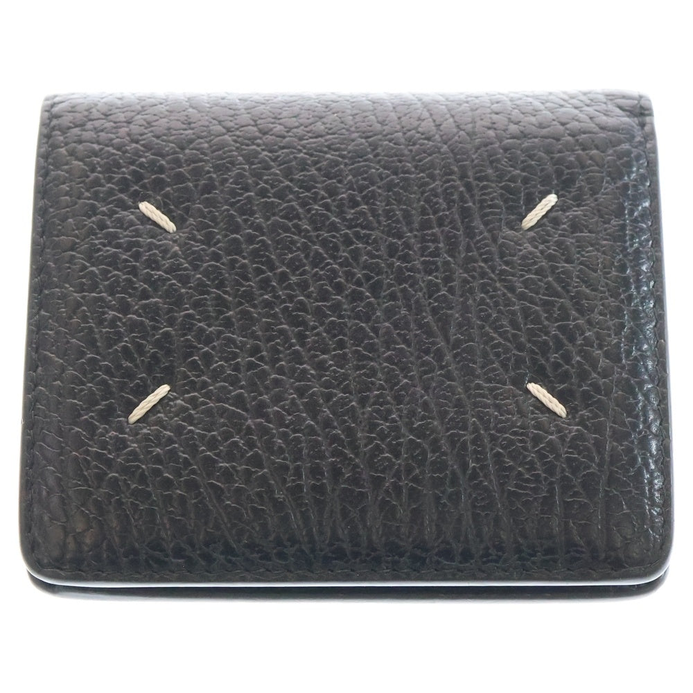 Maison Margiela 0(メゾンマルジェラ) ステッチ 二つ折り財布 ウォレット ブラック レザー