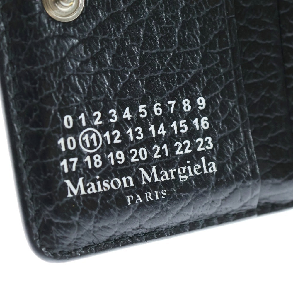 Maison Margiela 0(メゾンマルジェラ) ステッチ 二つ折り財布 ウォレット ブラック レザー